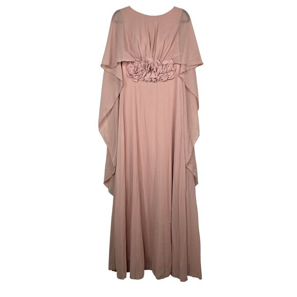 SUPGIR Dresses & Skirts - SUPGIR Dress Womens Medium Pink Maxi Cape Overlay Floral Waist Wedding